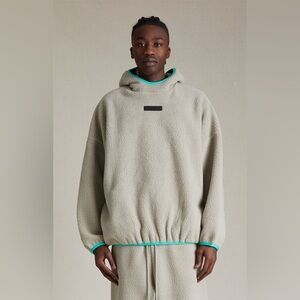 NEW Fear of God Essentials Fleece Hoodie Pullover Sherpa Seal Grey Teal XXL NWT